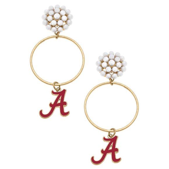 One Blessed Nana Jewelry - LAST PAIR! NWT *BOUTIQUE* NCAA Licensed Alabama Pearl Cluster Logo Drop Earrings